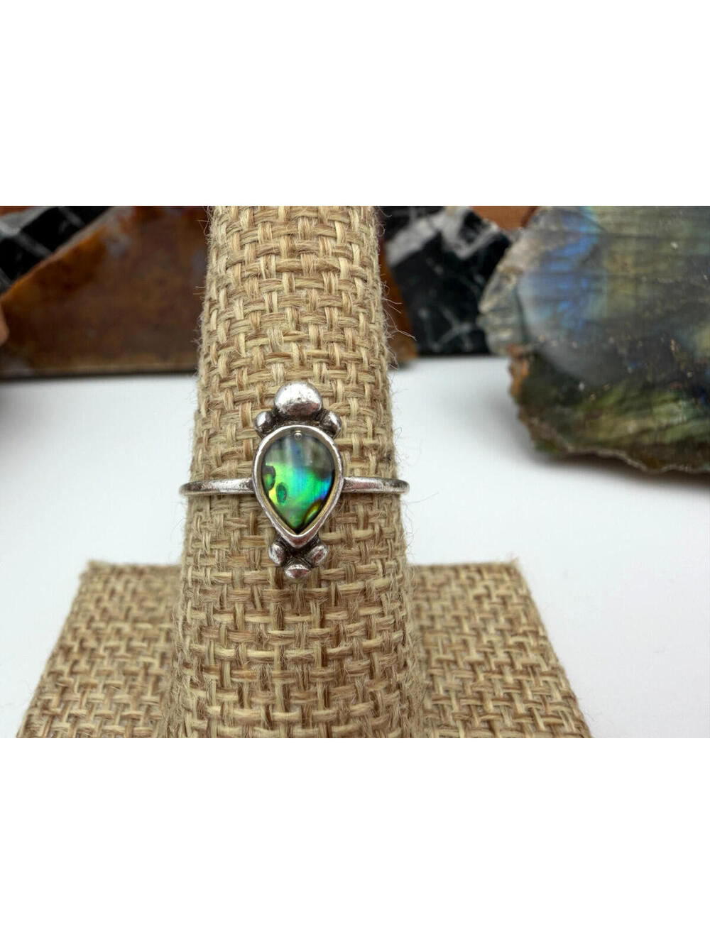 Sterling Silver Teardrop-Shaped Opal Gemstone Ring